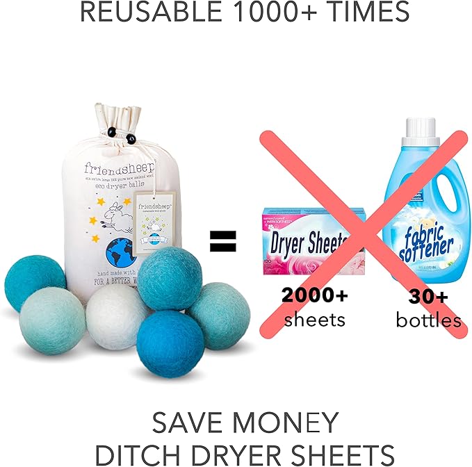 Friendsheep Wool Dryer Balls, Organic Reusable Fabric Softener Alternative - Image 3