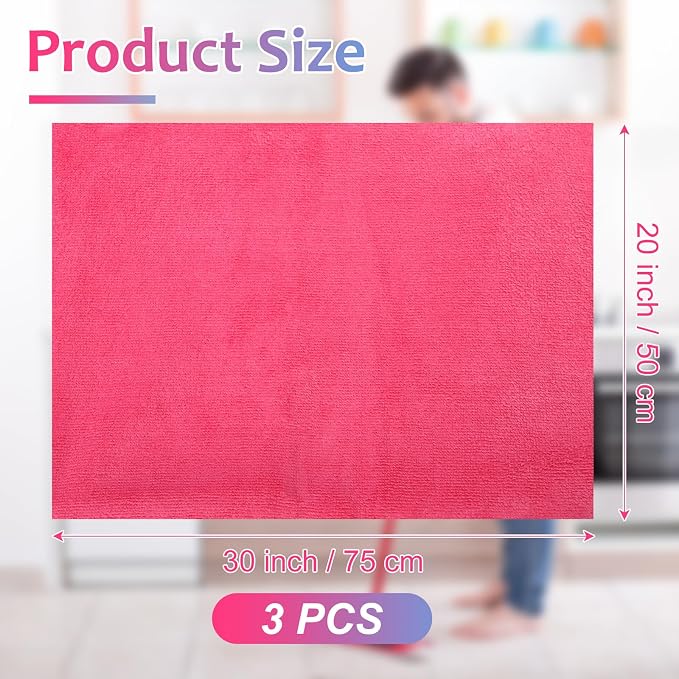Newwiee 3 Pcs Extra Large Microfiber Cleaning Cloth 30" x 20" Washable Reusable - Image 2
