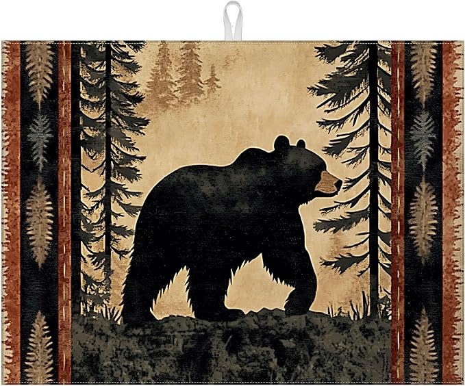 Forest Bear Dish Drying Mat for Kitchen Counter Microfiber Absorbent Dish by VisittheDuibelproduct