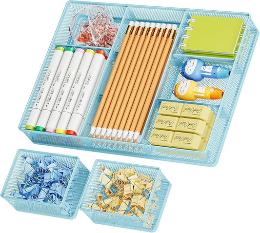 Marbrasse 3 Packs Desk Drawer Organizers, Metal Mesh Dividers by Marbrasse