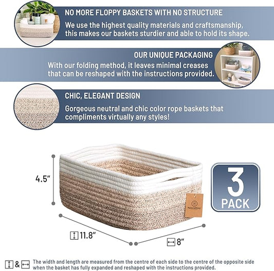 NaturalCozy 11.8"x8"x4.5” Storage Baskets - Image 2