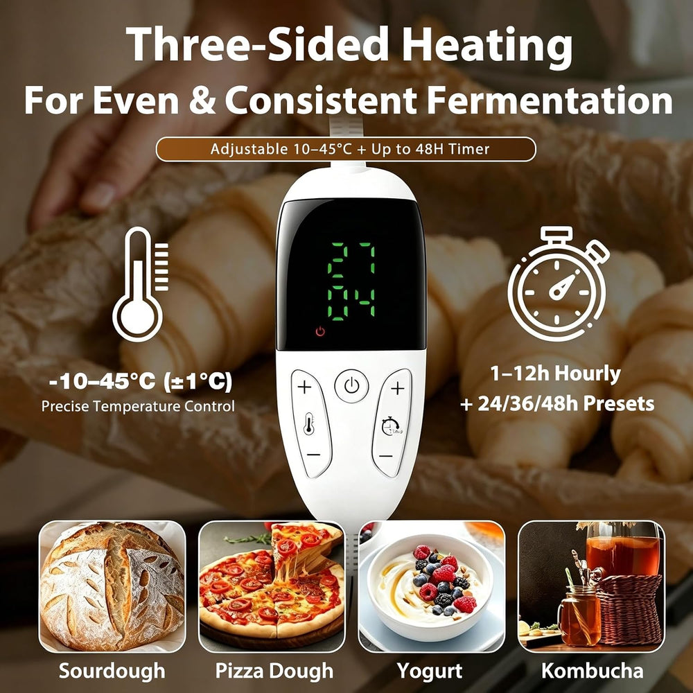 Folding Bread Proofing Box, 3-Sided Heating Dough Proofer with 50-113℉ Temp C...