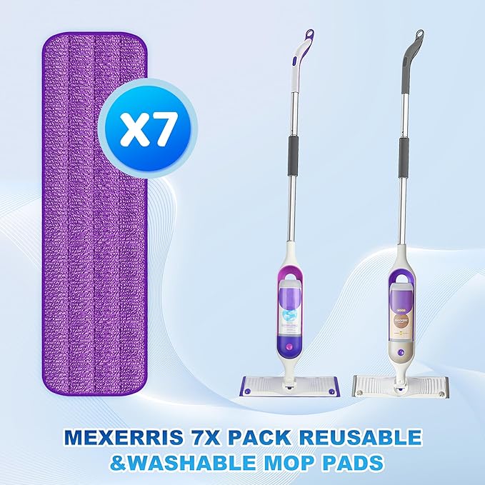 7 Count Reusable Mop Pads for Swiffer PowerMop -MEXERRIS Microfiber Wet Mops - Image 2