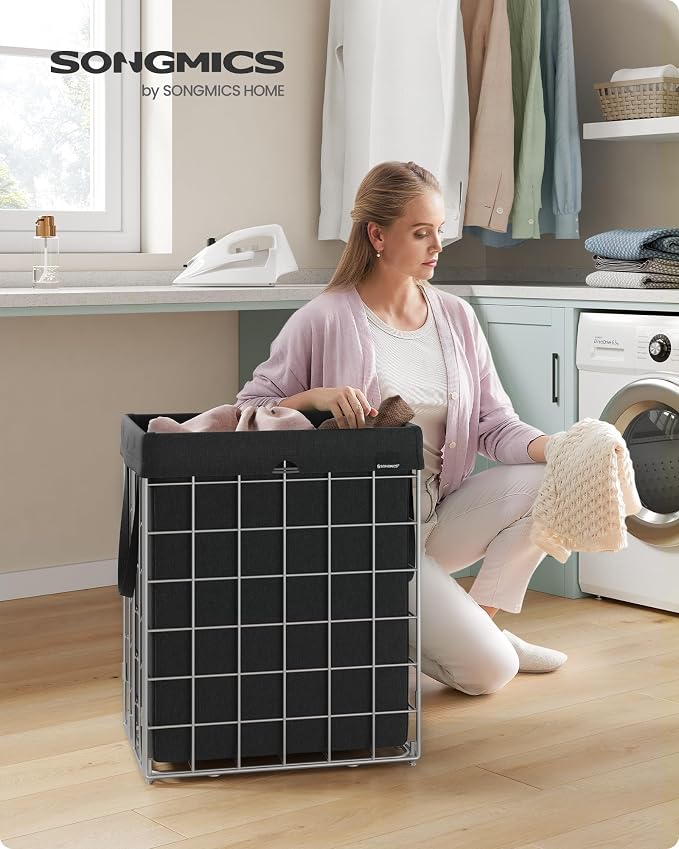 SONGMICS Laundry Hamper, 23.8 Gal. Laundry Basket, Collapsible Clothes Hamper - Image 2
