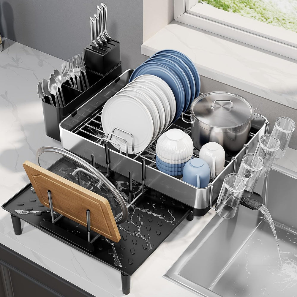 Urackify Expandable Dish Drying Rack, Stainless Steel, Large Capacity
