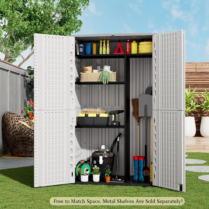 ZZM Large 67 Cu.ft Waterproof Storage Shed, Outdoor Storage Cabinet，Durable - Image 6