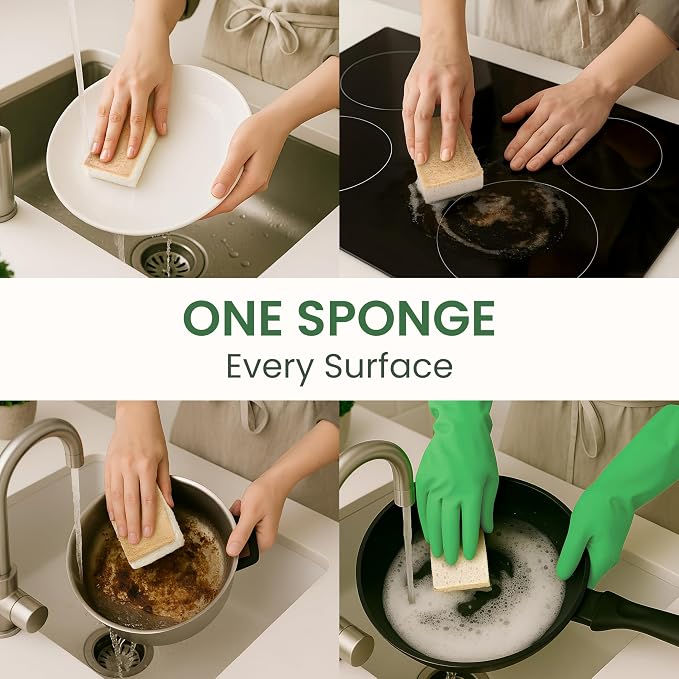 Natural Kitchen Sponges – Eco-Friendly, Compostable Dish Sponges – Loofah & - Image 6