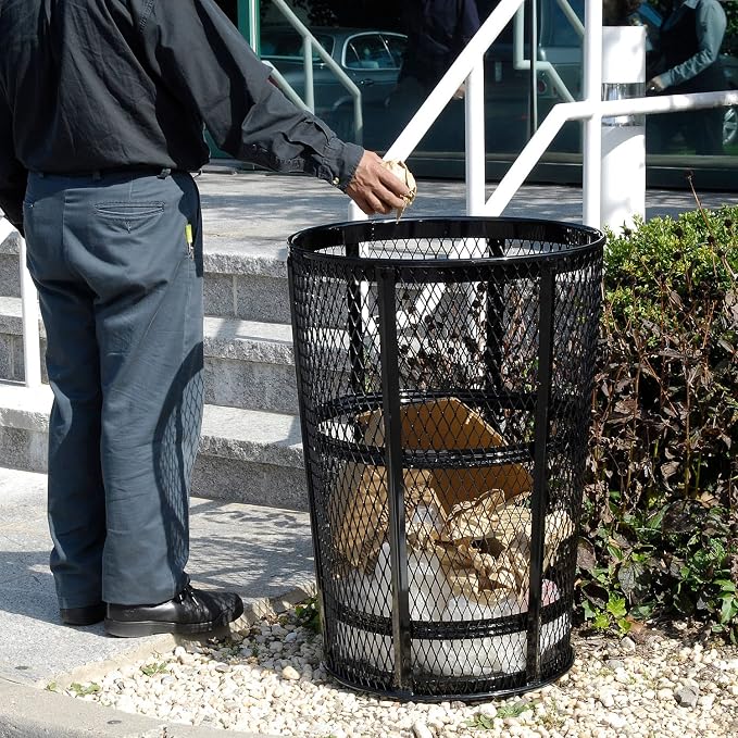 Global Industrial Outdoor Metal Trash Container Black, 48 Gallon - Image 6