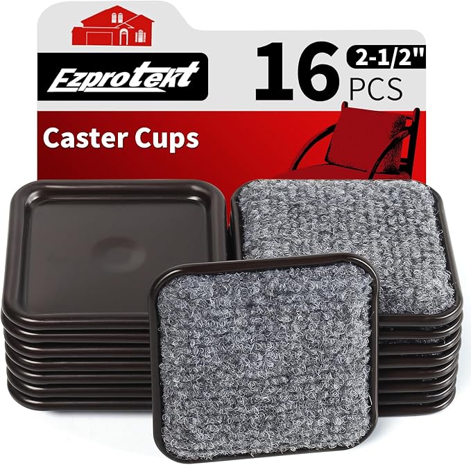Ezprotekt 2 1/2" Square Reusable Felt Furniture Caster Cups by VisittheEzprotekt