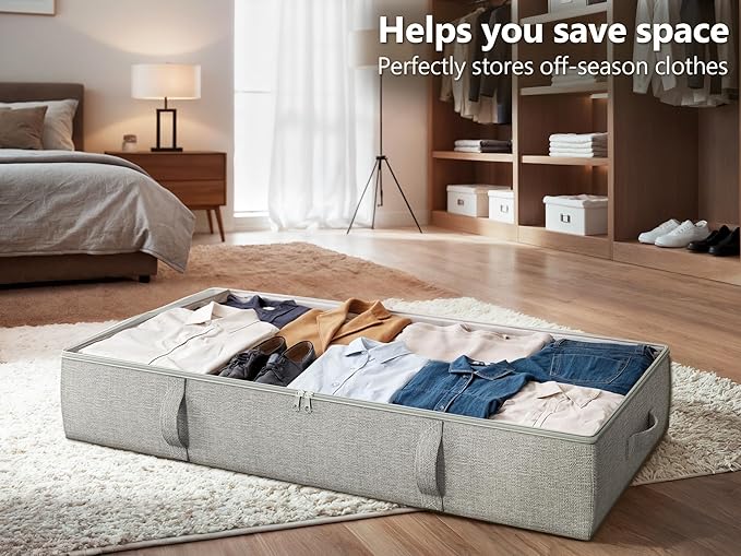 2-Pack Under Bed Storage Containers, 6 Inches Tall Underbed Clothes Storage - Image 2