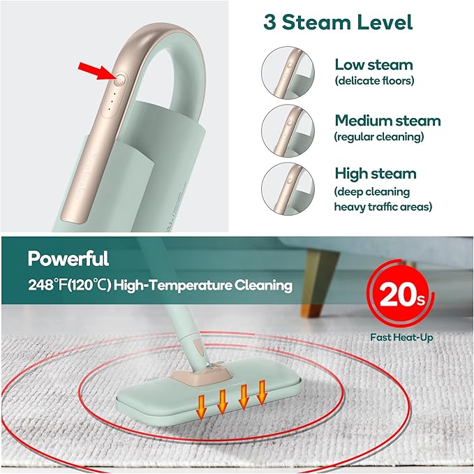 Newbealer Steam Mop & Detachable Handheld Cleaner, 250ml 1200W Powerful Floor - Image 2