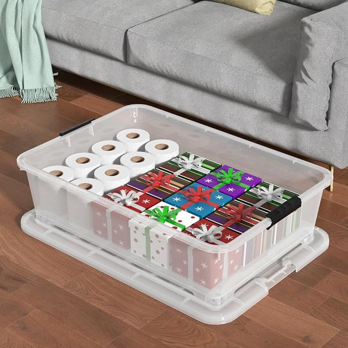 50 Quart Large Clear Plastic Under Bed Storage Bins - Image 6