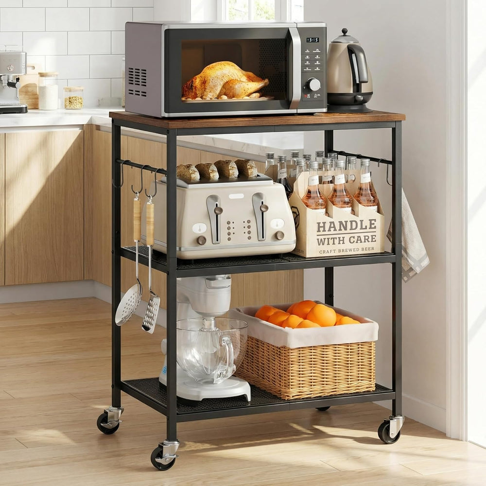 Homleke 3-Tier Rolling Kitchen Microwave Cart, Utility Cart