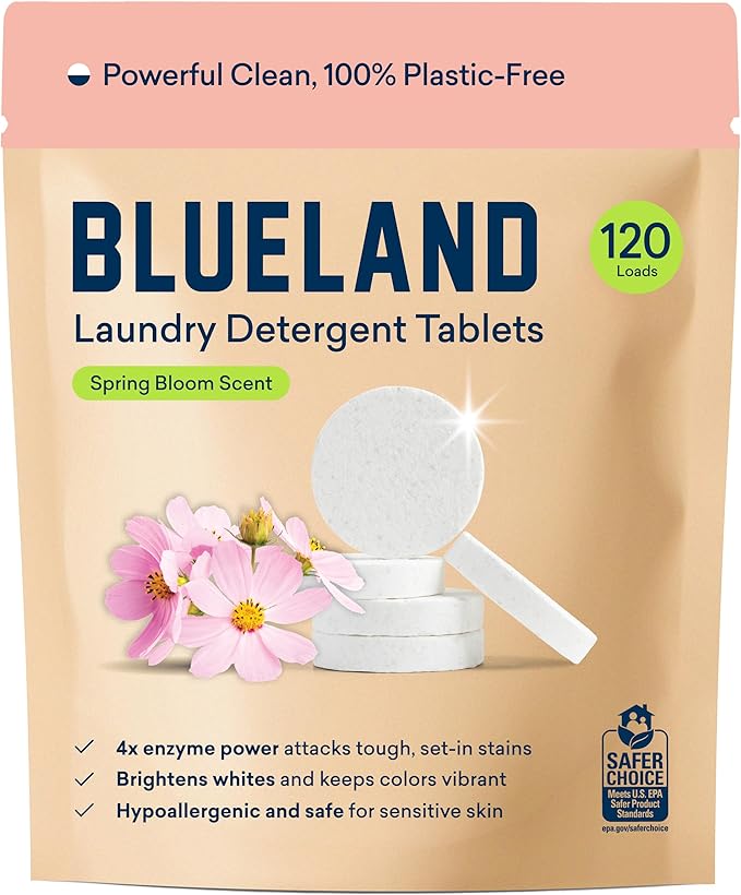 BLUELAND Laundry Detergent Tablets, Spring Bloom Scent, Plastic-Free by BLUELAND
