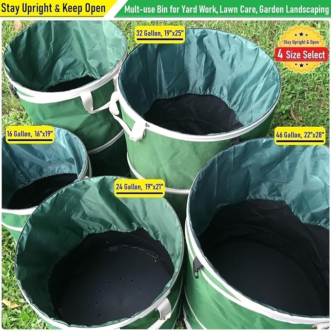 2-Pack 32 Gallon Collapsible Trash Can Solid Bottom - Image 7