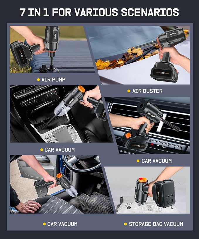 Car Vacuum Portable Cordless, 35000PA High Power Suction & Blower, Cordless - Image 6