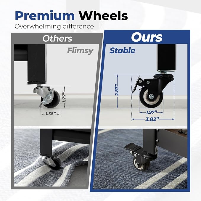 HOMEDANT House 5-Tier Metal Rolling Cart Shelf Rack Casters Heavy Duty Wheel - Image 8