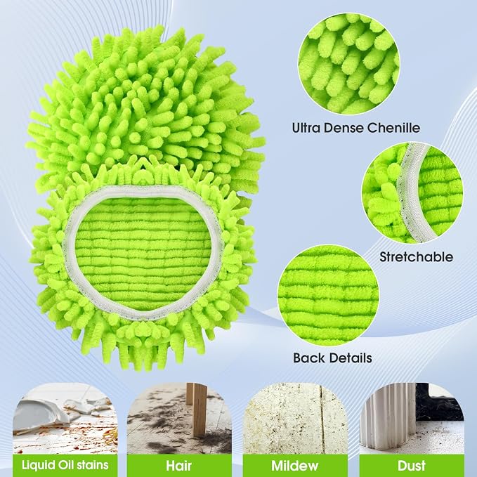 Chenille Mop Heads Replacements 4 Pcs & 1 Base Set - Image 3