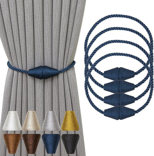 Magnetic Curtain Tiebacks 4 Pack Outdoor Rope Curtain Tie Backs Decorative by CurtainTiebacks