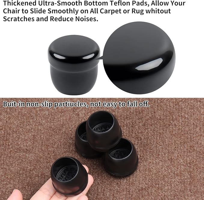 Ezprotekt 24 Pcs Black Chair Leg Sliders - Image 3