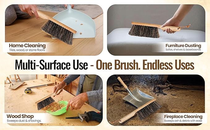 Dustpan Bench Woodworking Brush-USA 13 inch Horsehair Brushes are Used - Image 6