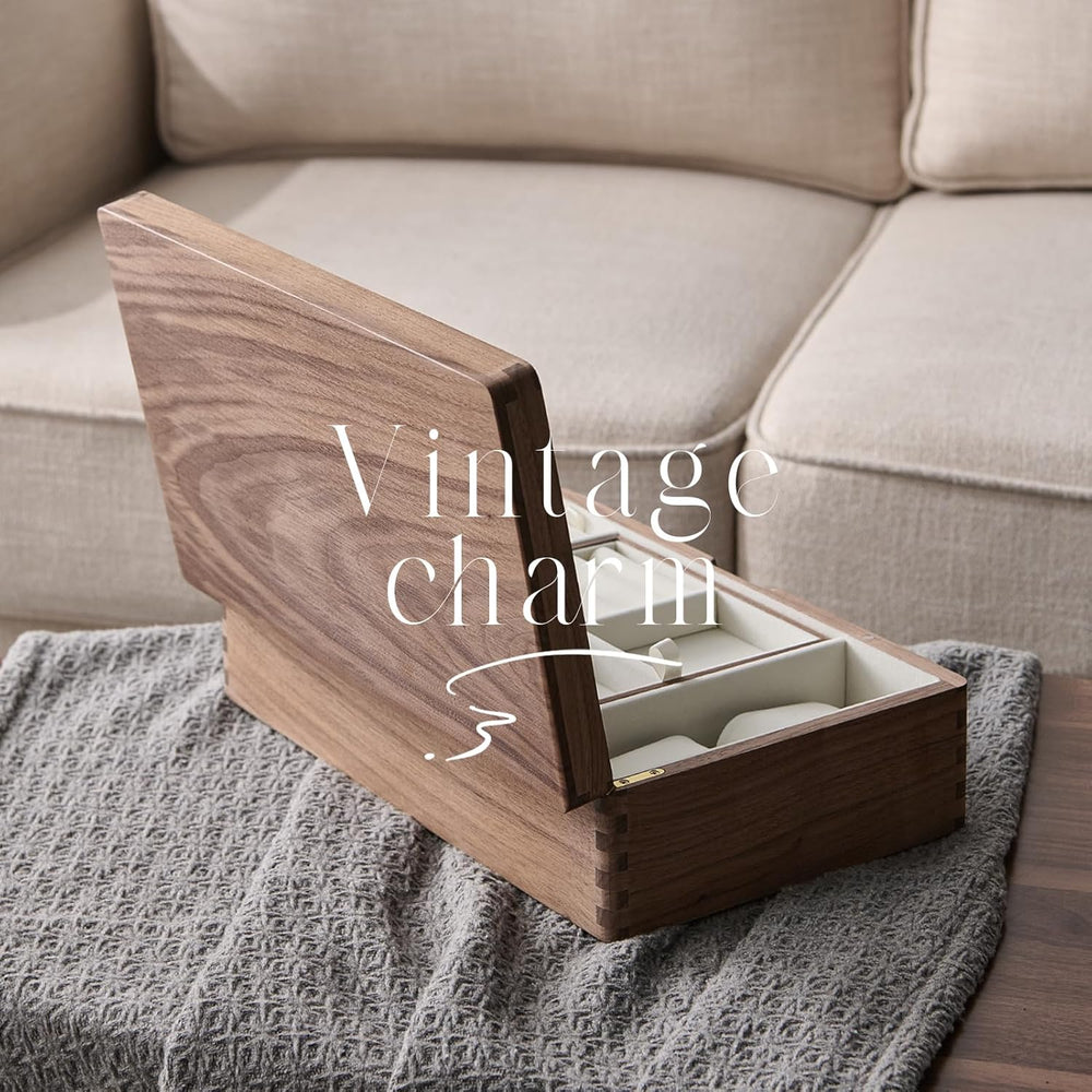 Beexchange Black Walnut Wooden Jewelry Box - Allwood, Handcrafted, Classic Je...
