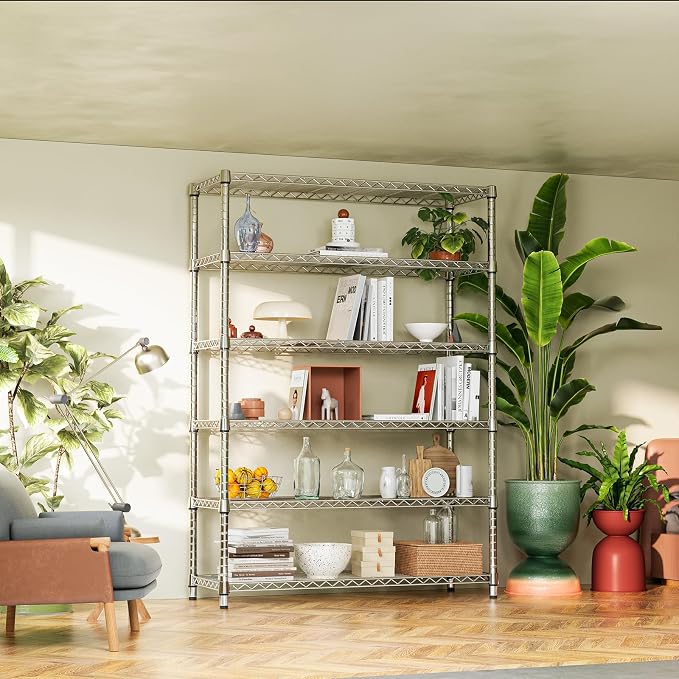 IZEUK 6-Tier Heavy Duty Metal Wire Shelving Unit, Adjustable Storage Rack - Image 7