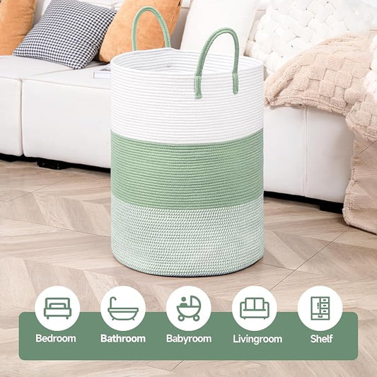 CLHMILY&Z 100L Laundry Basket Round Storage Rope Basket - Image 2