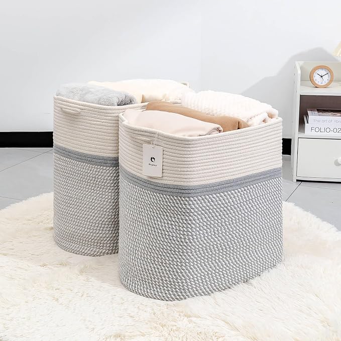 Storage Baskets for Clothes Fabric Cotton Rope Storage Basket - Image 3