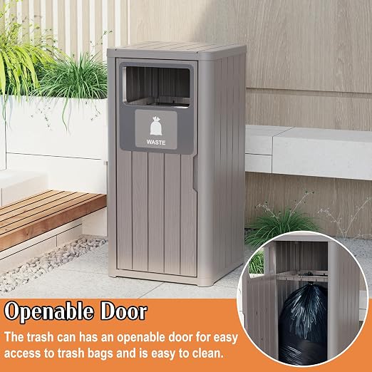 Outdoor Single Barrel Trash Can, Waterproof Resin Garbage Can - Image 3