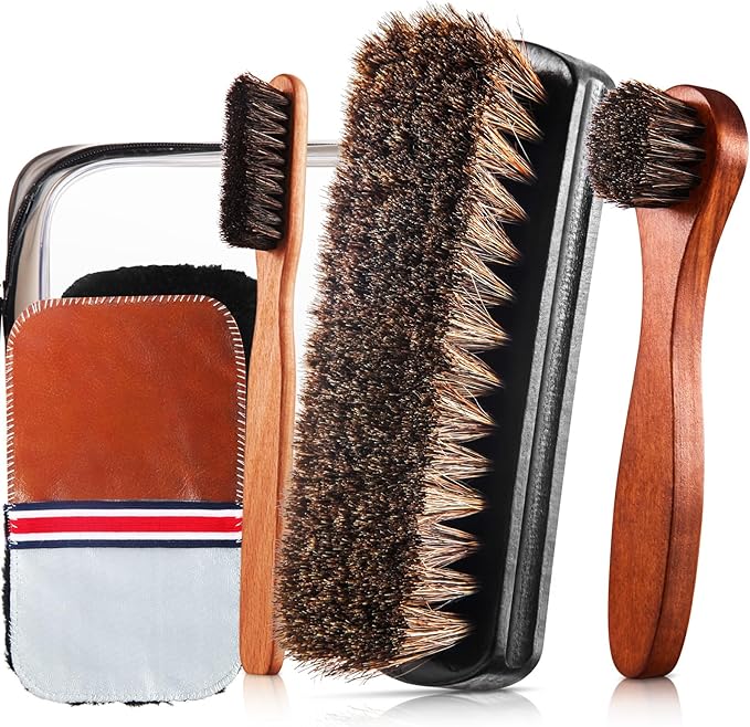 6 Pcs Horsehair Shine Shoes Brush Kit Polish Dauber Applicators Cleaning by ZJoey