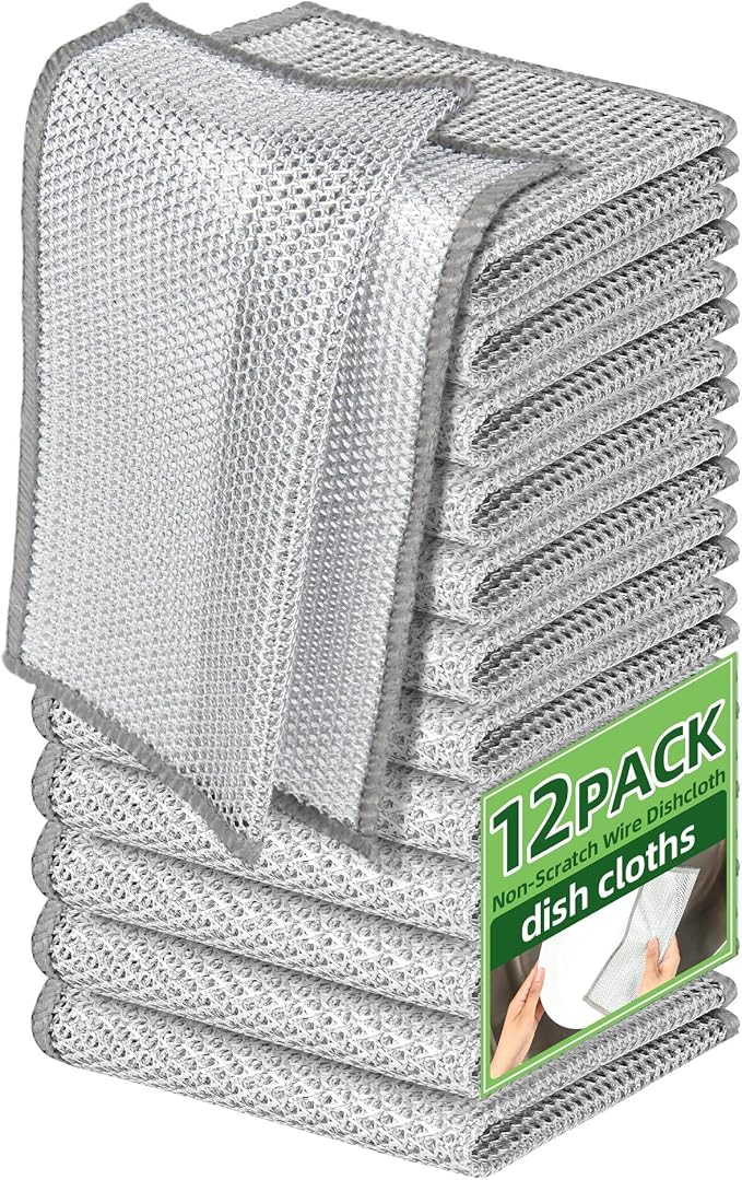 Non Scratch Wire Dishcloth, Wire dishwashing rag, Steel Wool Scrubber，Scrubs & by Senlleo