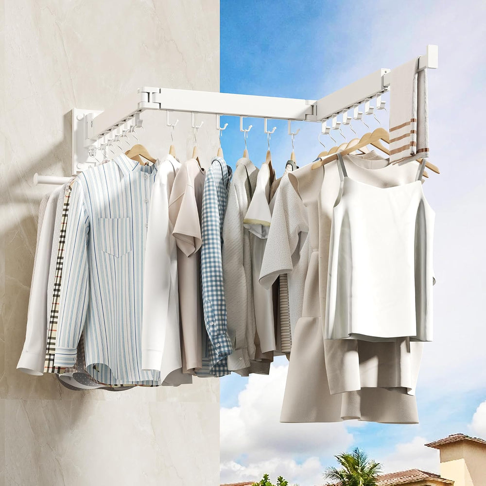 HEILAIYI Wall Mounted Clothes Hanger,Clothes Drying Rack,Laundry Drying Rack,...