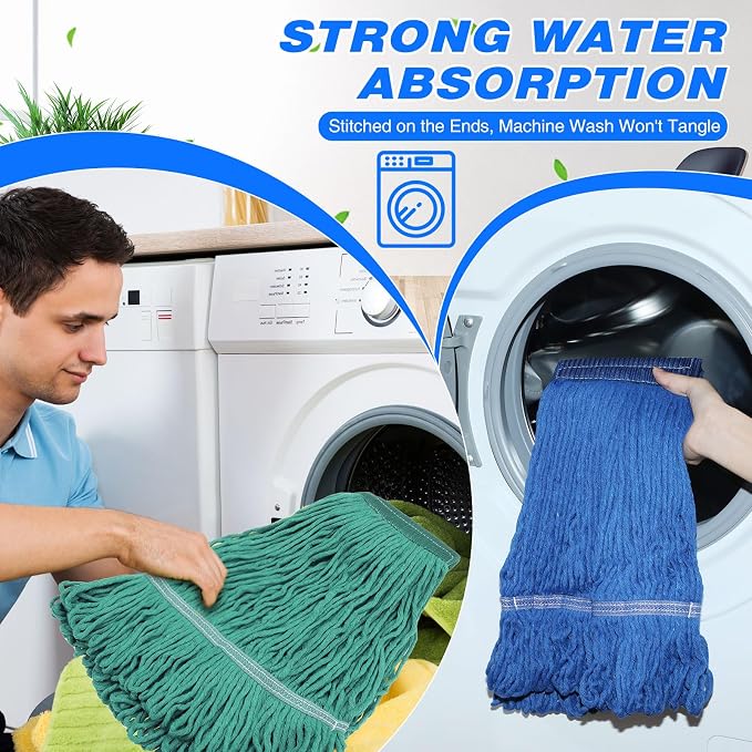 Roshtia 30 Pieces Commercial Mop Head Replacement Floor Cleaning Wet Mop Heads - Image 6