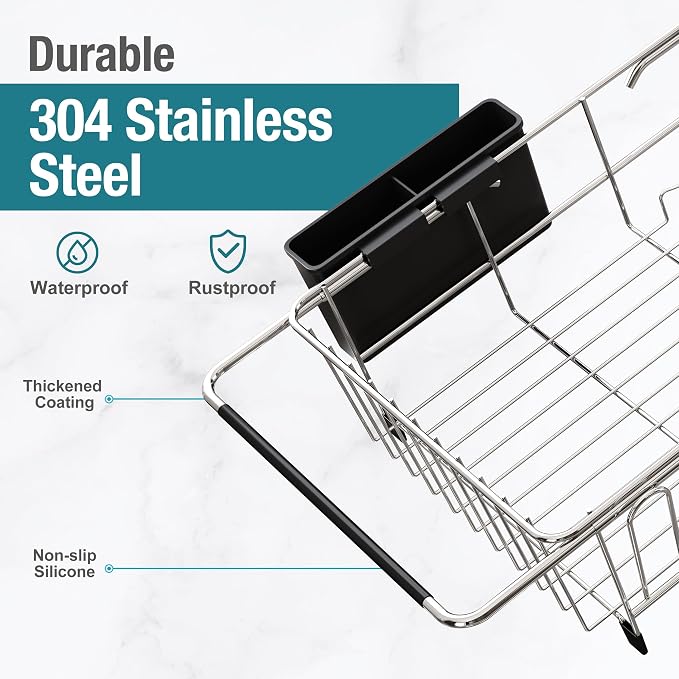 JASIWAY Dish Drying Rack in Sink, Expandable Stainless Steel Dish Drainers - Image 4