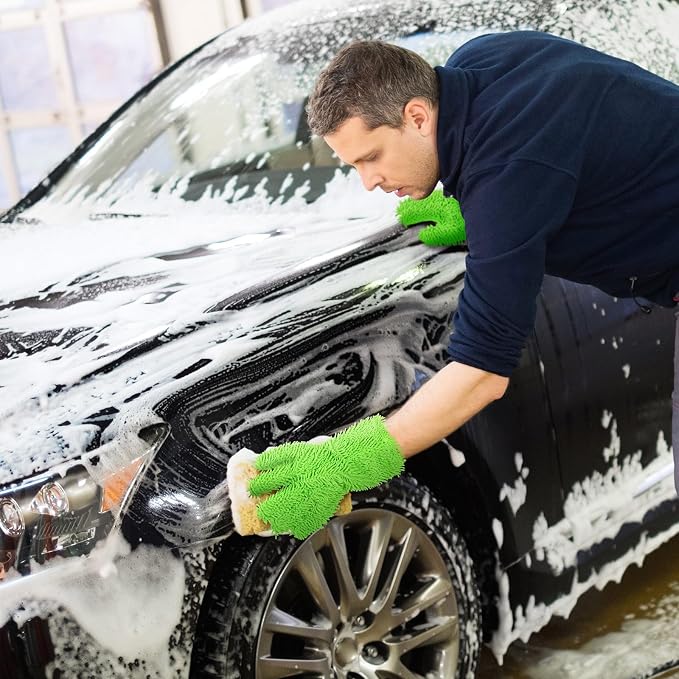 Ferraycle 2 Packs Car Wash Mitt 5 Finger Microfiber Wash Mitts Auto Car Dusting - Image 2