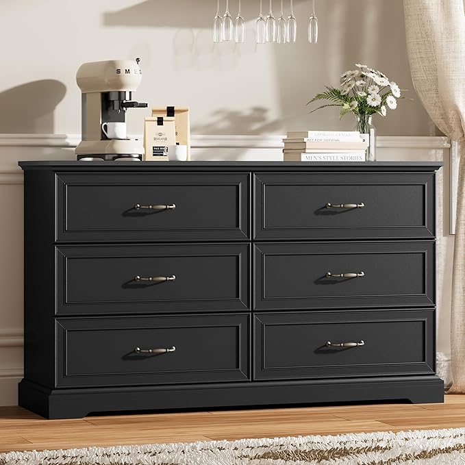 6 Drawer Dresser for Bedroom, Rustic Farmhouse Dresser by Thacuok