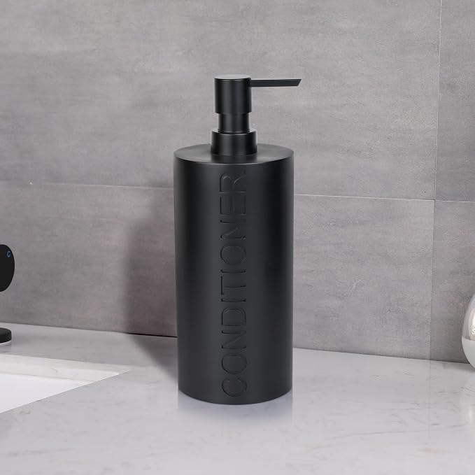 Matte Black Conditioner Dispenser Luxurious Refillable Pump Bottle - Image 8