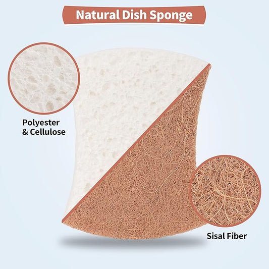 HOMERHYME Natural Dish Sponge 12 Pack, Non-Scratch Scrub Kitchen Sponge - Image 2