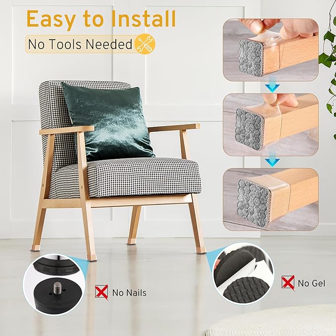 24PCS Square Chair Leg Floor Protectors, Furniture Sliders, Chair Leg Protectors - Image 5