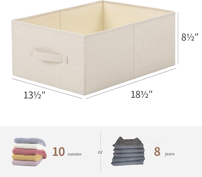 Linen Folding Storage Bins, 3 Pack Large Storage Baskets, Clothing Storage Bins - Image 2