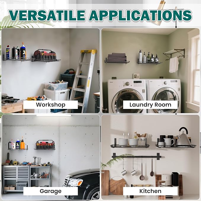 EVERHANGER Garage Wall Shelves 12x18 Inch, Wall Mounted Storage Shelf, Metal - Image 7