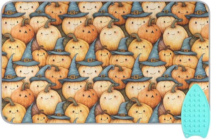 Cute Pumpkin Halloween Ironing Mat by Tatenale