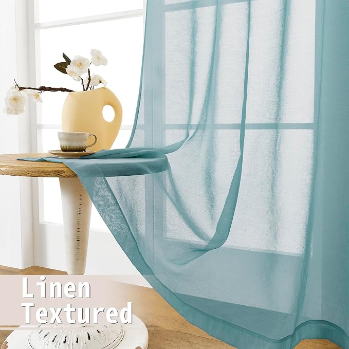 Tollpiz Short Sheer Door Curtains Closet Linen Textured Curtains Sheer Doorway - Image 4