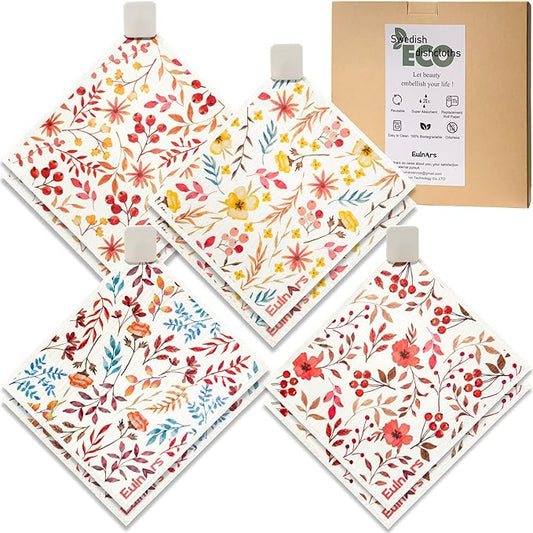 Swedish Dishcloths for Kitchen, 8 Pack Watercolor Reusable Paper Towels by Eulnars