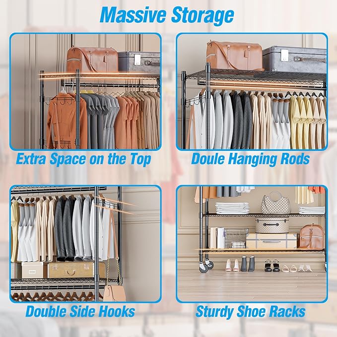 Homdox 3 Tier Heavy Duty Garment Rack - Image 8