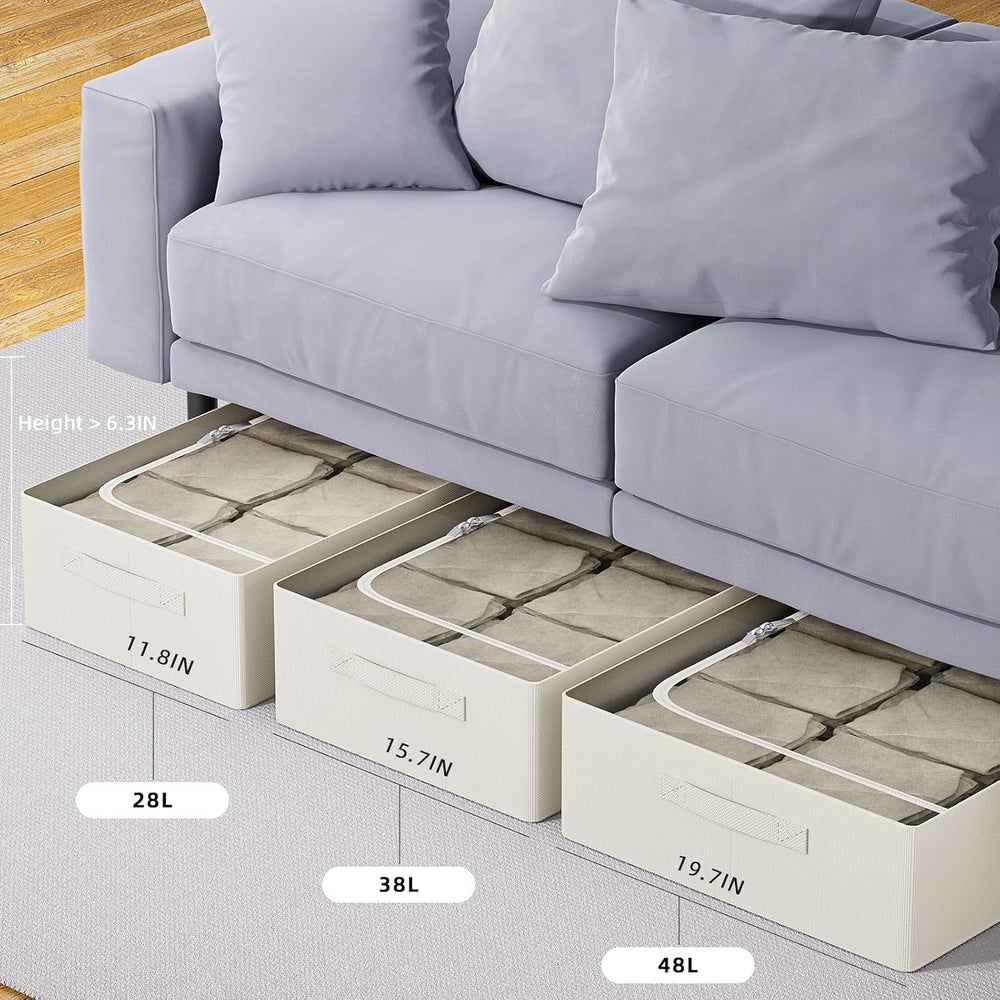 CYhom Under Bed Storage Bins Frame Storage Box Oxford Fabric Sturdy Underbed ...