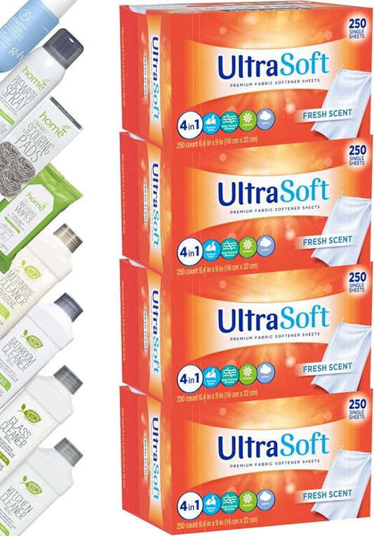 4 in 1 Laundry Dryer Sheets 1000 PCS, Household Premium Fabric Softener Fresh by Unknown