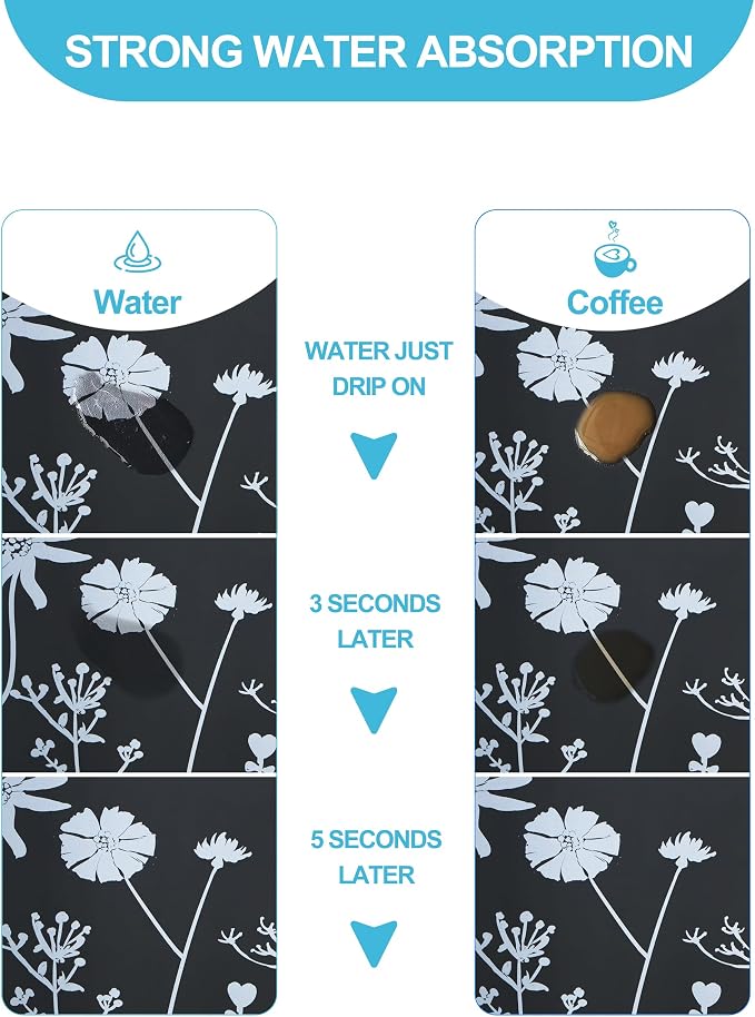 Dish Drying Mat for Kitchen Counter, Hide Stain Anti Absorbent for Kitchen - Image 2