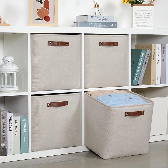 DULLEMELO Storage Bins, 4 Pack Of 13x13x13 Decorative Storage Cube Bins Suit - Image 7